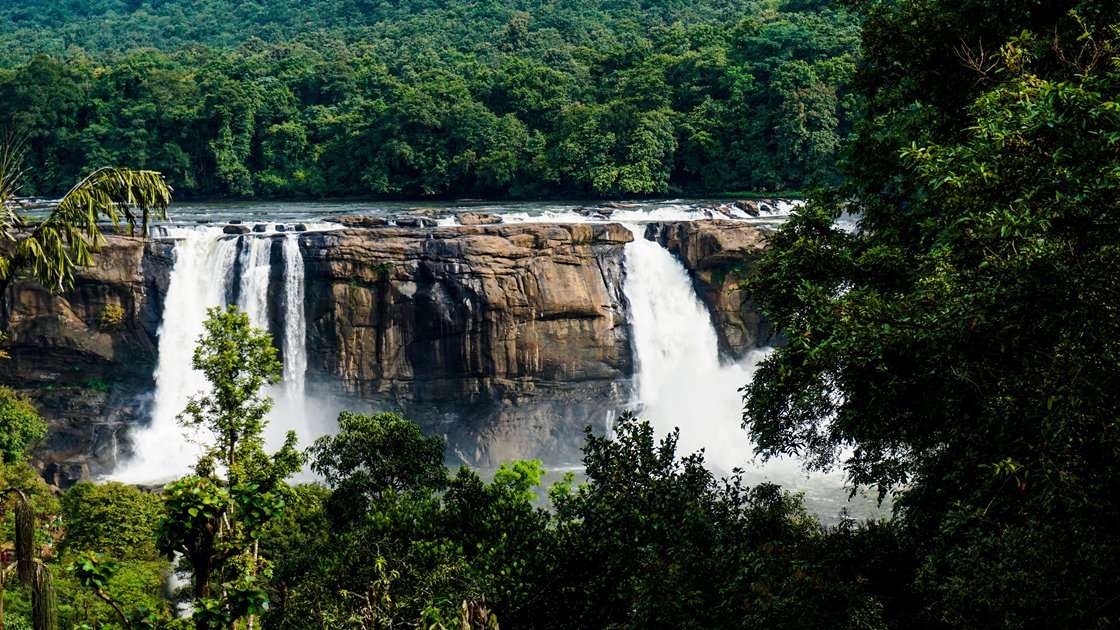 Gushing waterfalls in the jungle