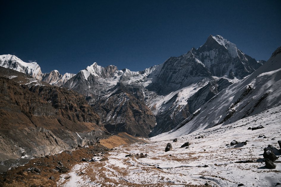 Mighty ranges of snow-capped himalayas